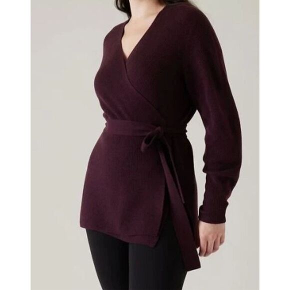 Athleta Women’s XXS Plum Wrap Sweater Long Sleeve Belted Cardigan - Picture 1 of 8